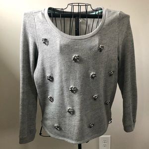 J. Crew Lilka Gray Embellished Sweatshirt - Large